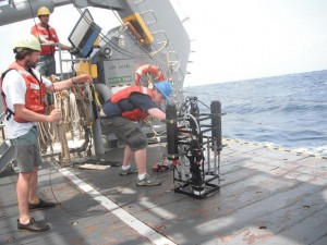 One last check of the optical package before deployment.